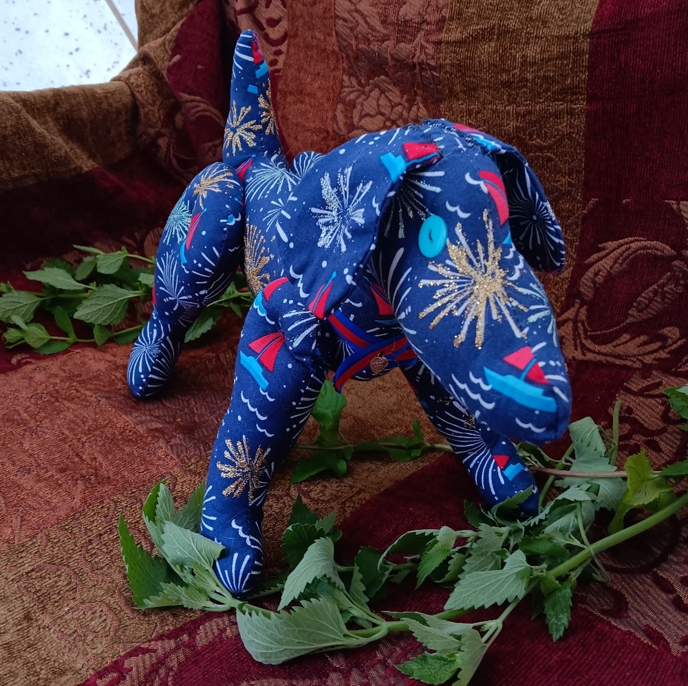 Handmade Plush Dog "Fireworks" Large - Picture 4 of 9